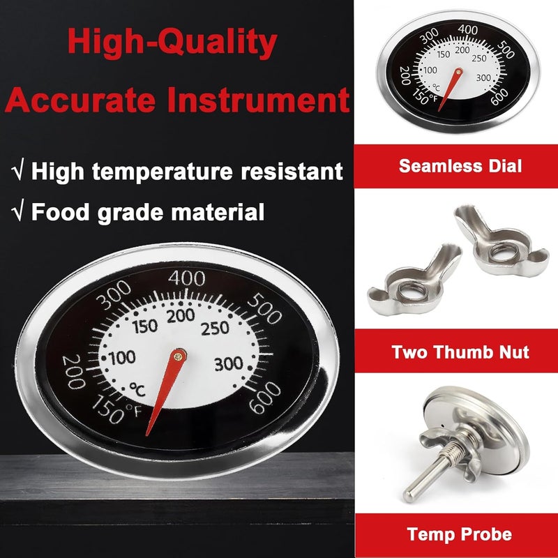 DELSbbq 60070 Grill Thermometer for Weber Q120 Q220 Q1200 Q2200, Oval Q Temp Gauge Accessories, Accurate BBQ Temperature Gauge with Tab, Replacement Parts for Weber 51010001 54060301 51040001 51080001 566001 - Image 3